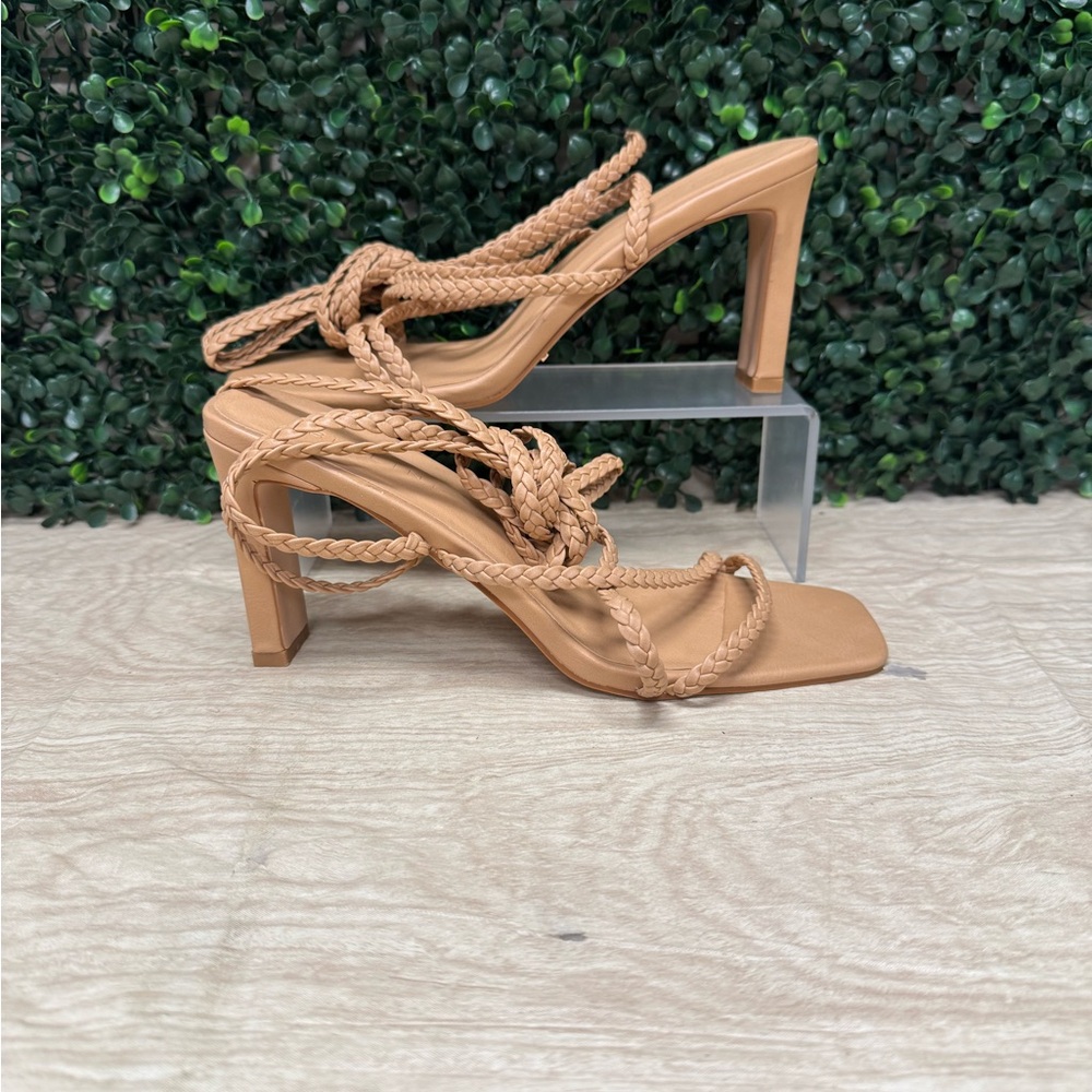 Billini Ozara Desert Tan Braided Lace-Up High Heel Sandals - W8